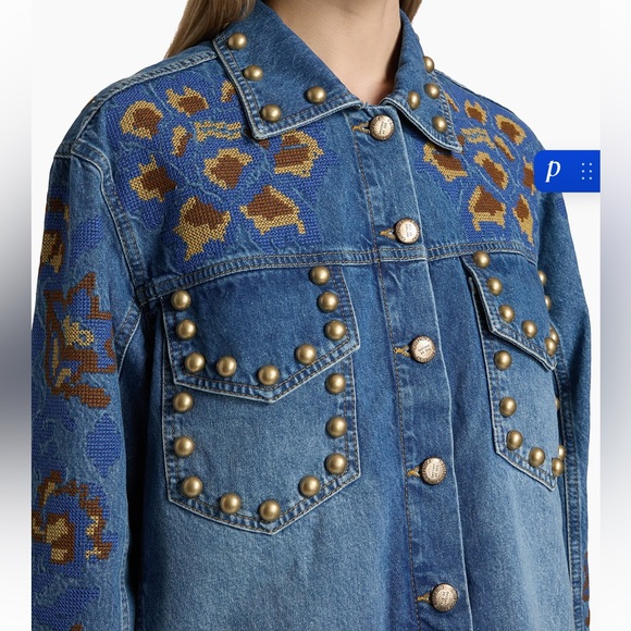 Farm Rio studded floral denim jacket - Picture 3 of 13